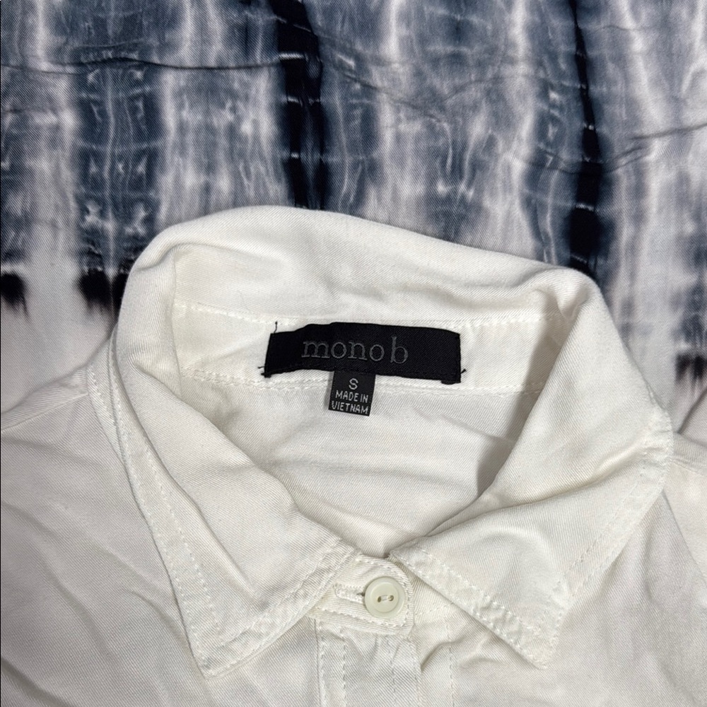 MONOB White and Blue Tie-Dye Button-Up Shirt - Picture 2 of 3